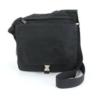 Prada Tessuto leather shoulder bag triangle logo black messenger CRM
